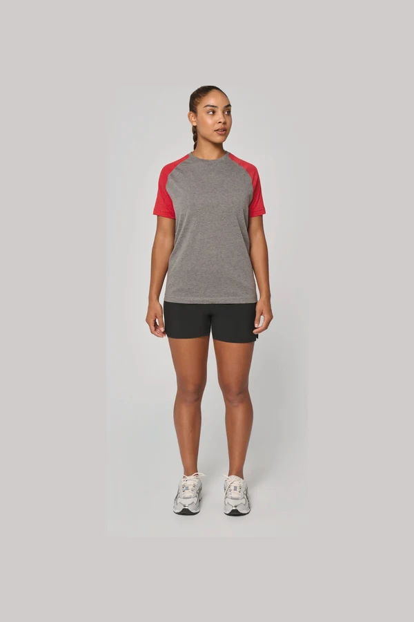 Zweifarbiges Triblend Sport-T-Shirt mit kurzen Ärmeln für Erwachsene
