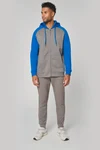 Zweifarbige Unisex-Fleecejacke mit Reißverschluss und Kapuze