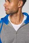 Zweifarbige Unisex-Fleecejacke mit Reißverschluss und Kapuze