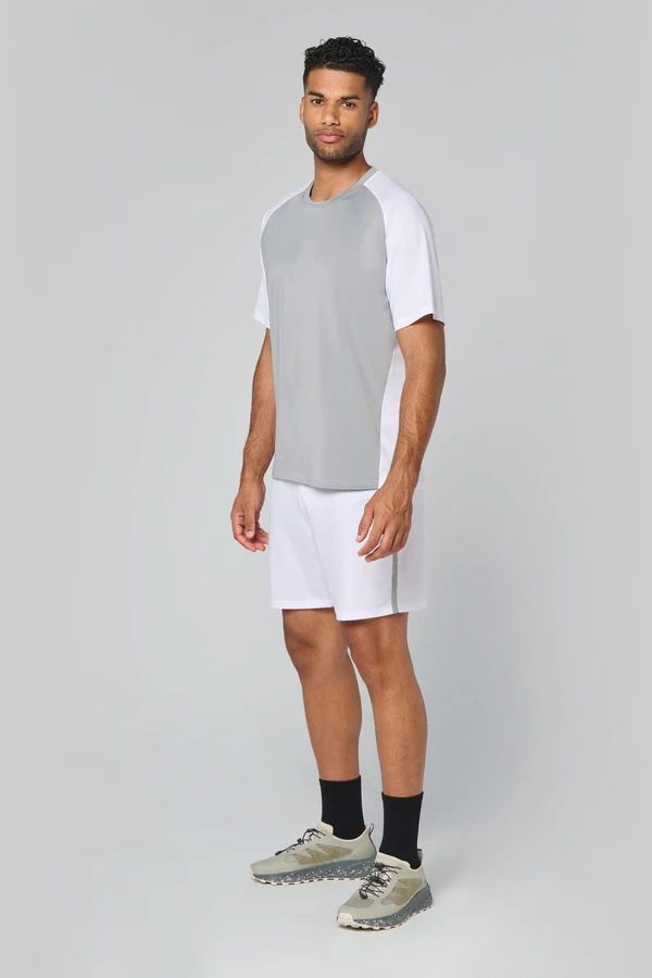 Zweifarbiges Padel Herren-T-Shirt mit Raglanärmeln