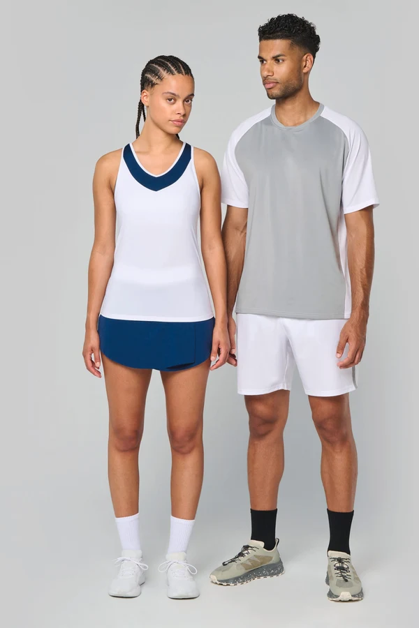 Zweifarbiges Padel Herren-T-Shirt mit Raglanärmeln