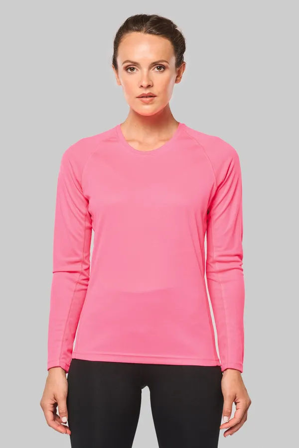 Damen Basic Sport Funktionsshirt Langarm