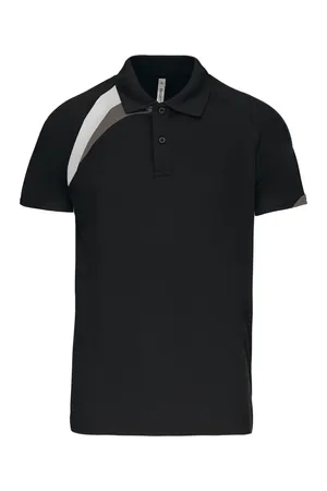 Herren Polo Kurzarm Black / White / Storm Grey