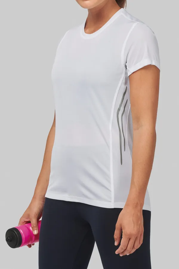Damen Kurzarm Sport-T-Shirt. Bi-Material