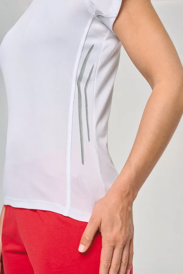 Damen Kurzarm Sport-T-Shirt. Bi-Material