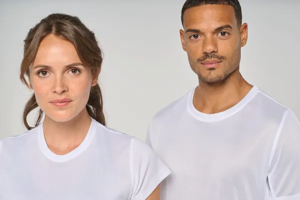 Damen Kurzarm Sport-T-Shirt. Bi-Material
