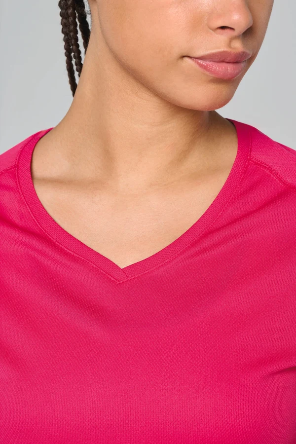 Damen Kurzarm-Sportshirt mit V-Ausschnitt
