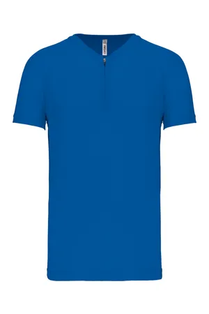 1/4 Reißverschluss Herren Sport Funktionsshirt Kurzarm Aqua Blue