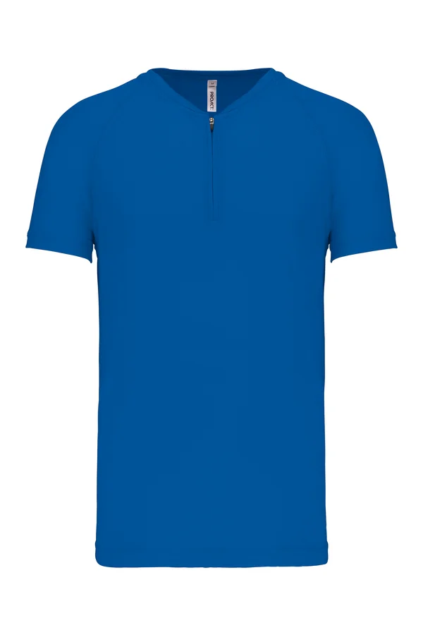 1/4 Reißverschluss Herren Sport Funktionsshirt Kurzarm Aqua Blue