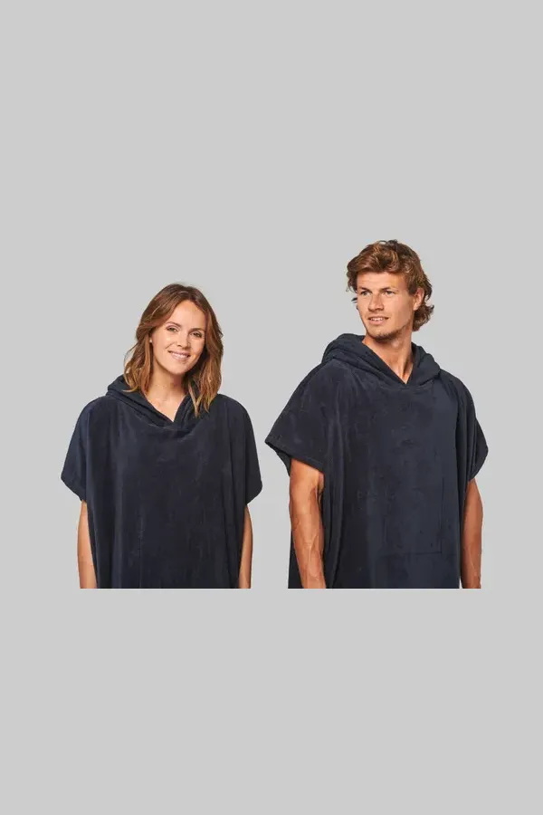 Unisex-Frottee-Poncho mit Kapuze