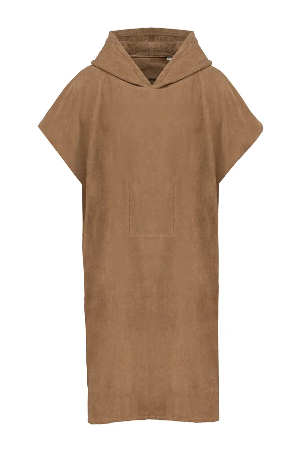 Unisex-Frottee-Poncho mit Kapuze Camel