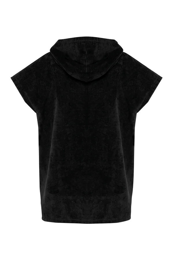 Kinder-Frottee-Poncho mit Kapuze Black