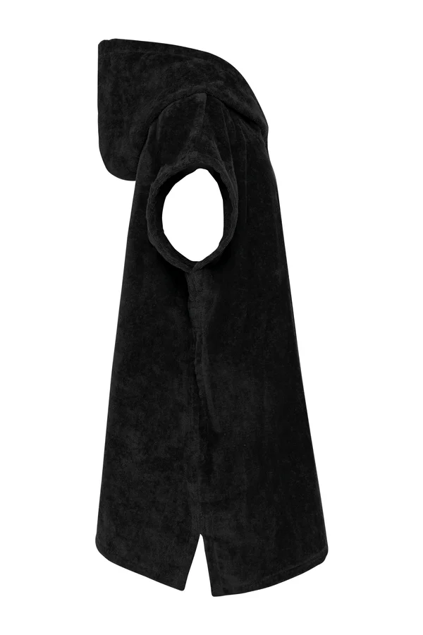 Kinder-Frottee-Poncho mit Kapuze Black