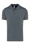 Meliertes Kurzarm-Polohemd Fine Grey Heather
