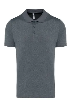 Meliertes Kurzarm-Polohemd Fine Grey Heather