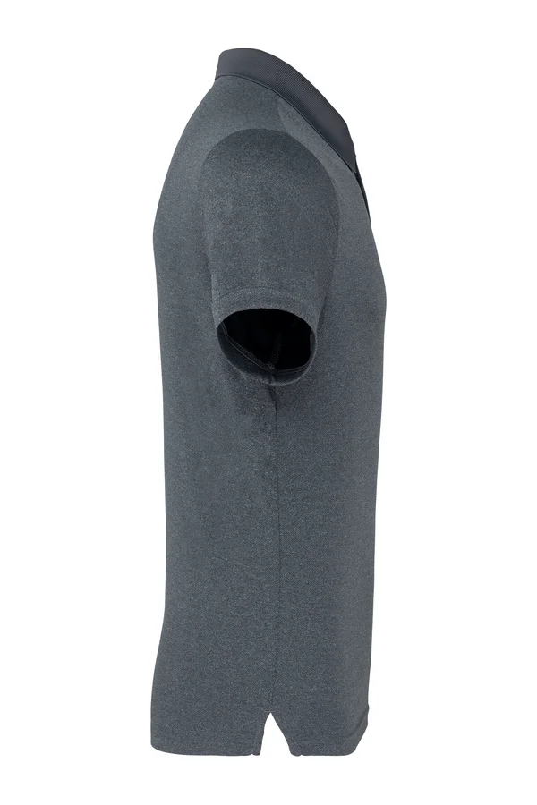 Meliertes Kurzarm-Polohemd Fine Grey Heather
