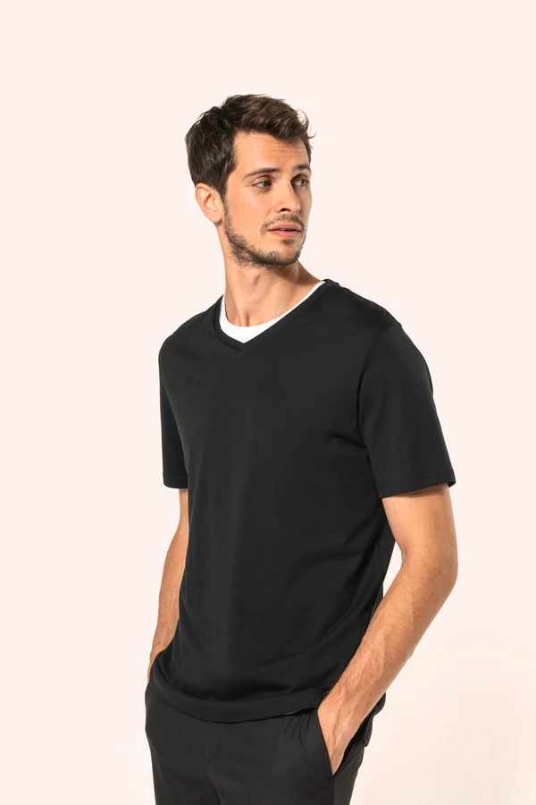 Supima® Herren-T-Shirt mit V-Ausschnitt und kurzen Ärmeln