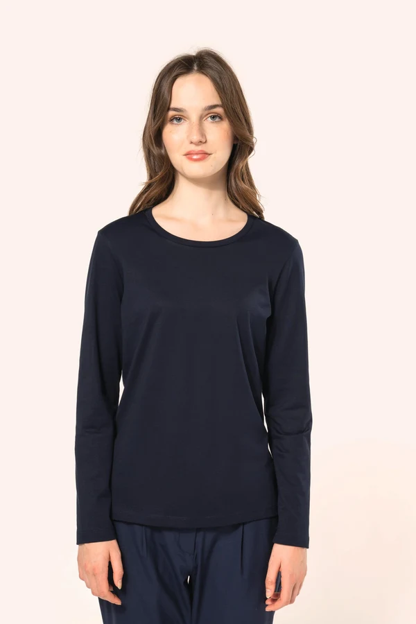 Supima® Damen-T-Shirt mit Rundhalsausschnitt und langen Ärmeln