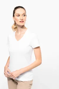 Ladies' V-neck short-sleeved Supima® t-shirt