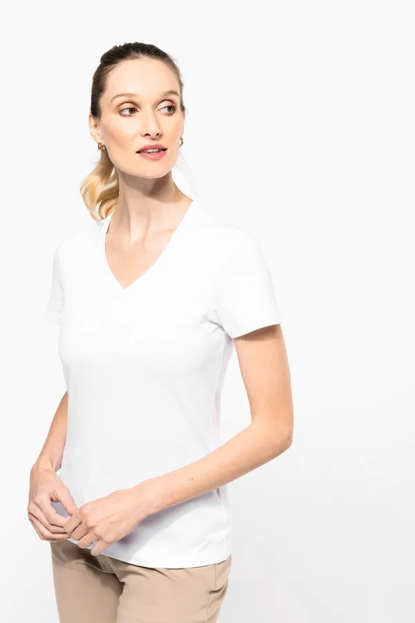 Ladies' V-neck short-sleeved Supima® t-shirt