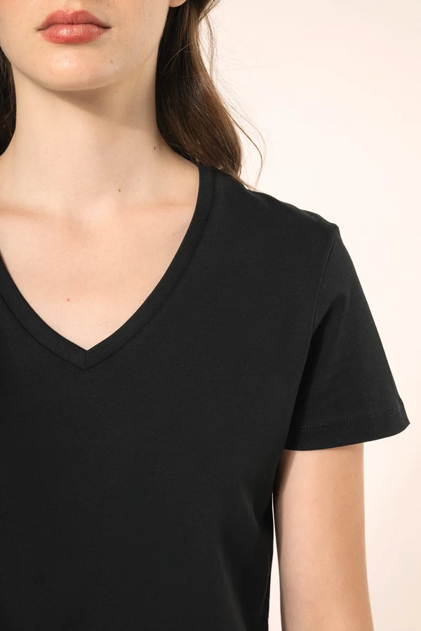 Supima® Damen-T-Shirt mit V-Ausschnitt und kurzen Ärmeln