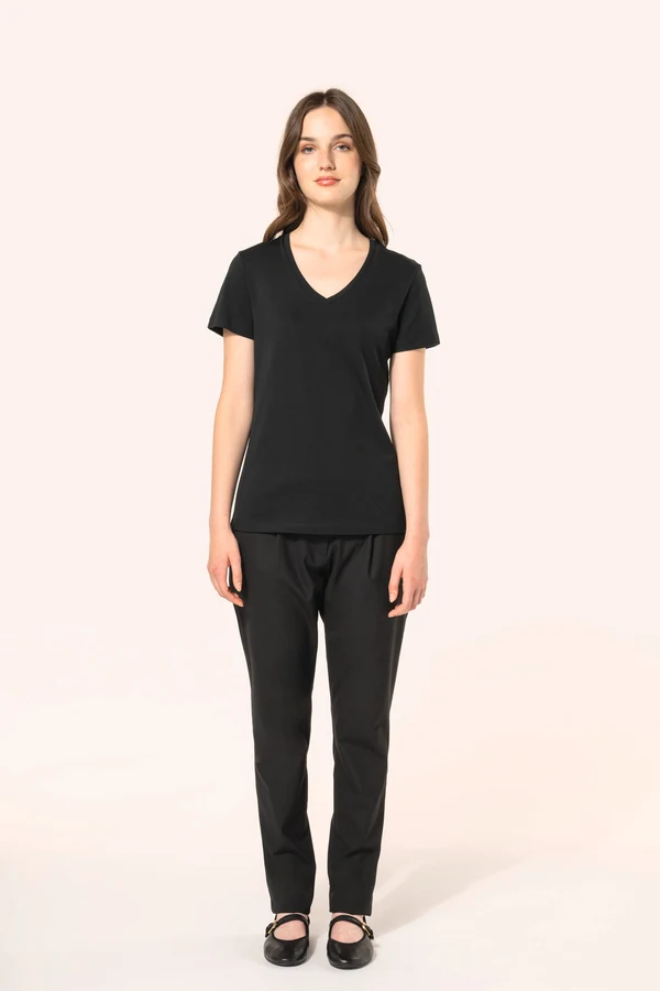 Supima® Damen-T-Shirt mit V-Ausschnitt und kurzen Ärmeln