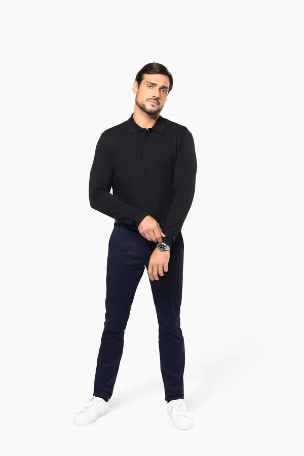 Men's long-sleeved Supima® polo shirt