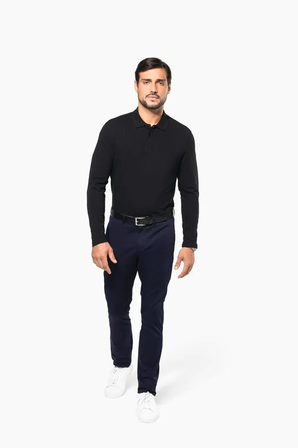Men's long-sleeved Supima® polo shirt