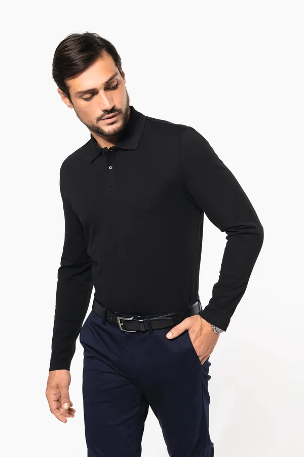 Men's long-sleeved Supima® polo shirt