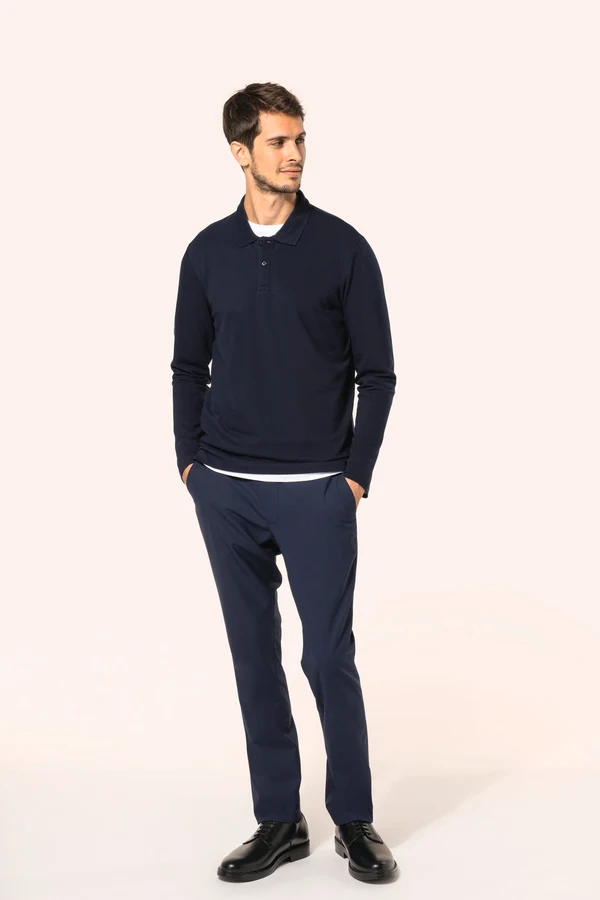 Supima® Herren-Polohemd mit langen Ärmeln