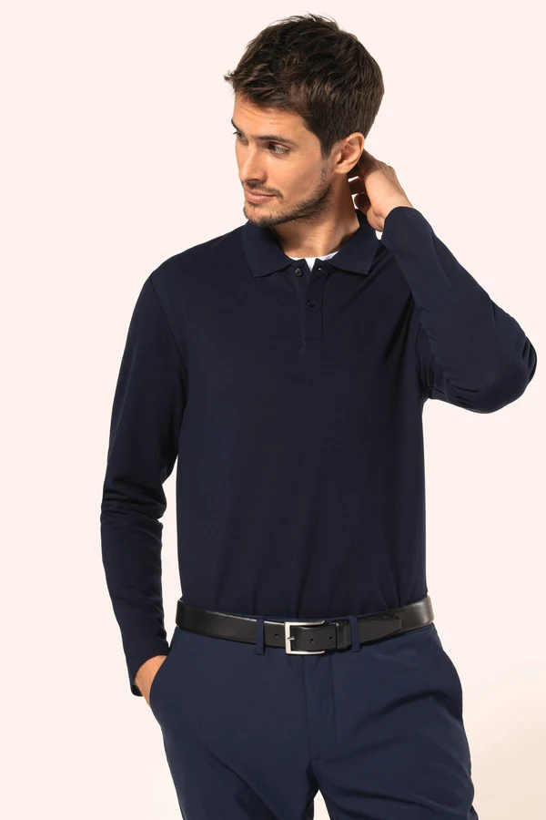 Supima® Herren-Polohemd mit langen Ärmeln