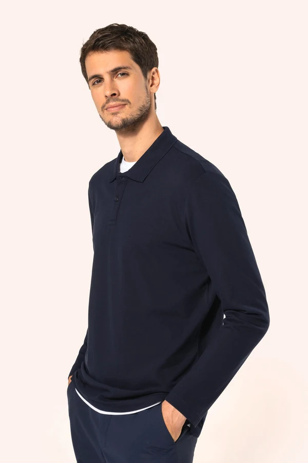 Supima® Herren-Polohemd mit langen Ärmeln