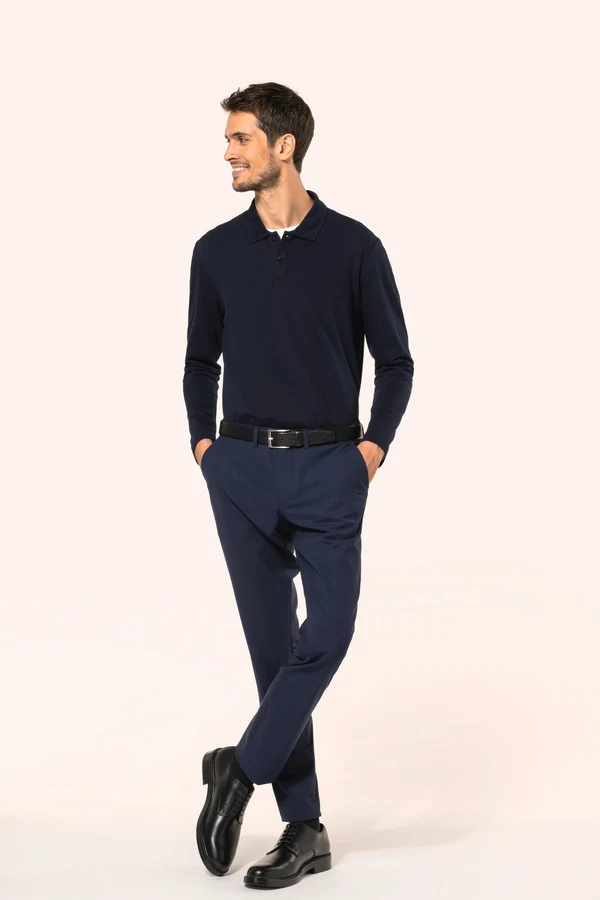 Supima® Herren-Polohemd mit langen Ärmeln