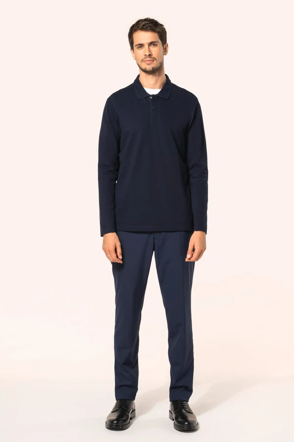 Supima® Herren-Polohemd mit langen Ärmeln