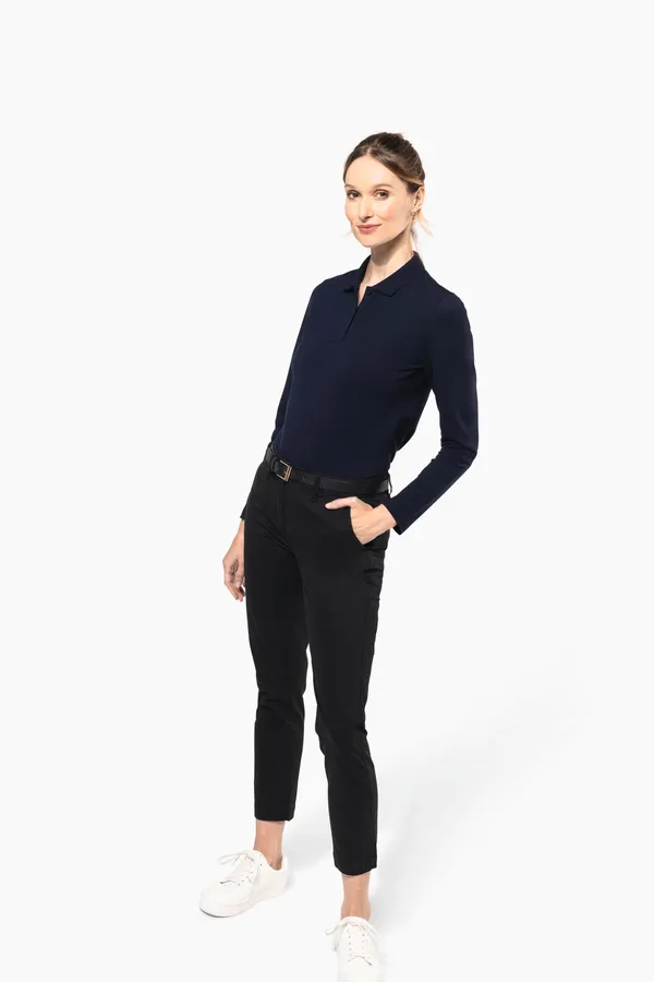 Ladies' long-sleeved Supima® polo shirt
