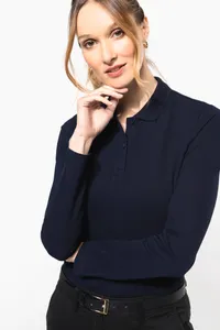 Ladies' long-sleeved Supima® polo shirt