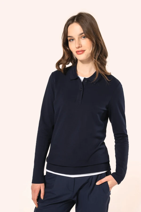 Supima® Damen-Polohemd mit langen Ärmeln