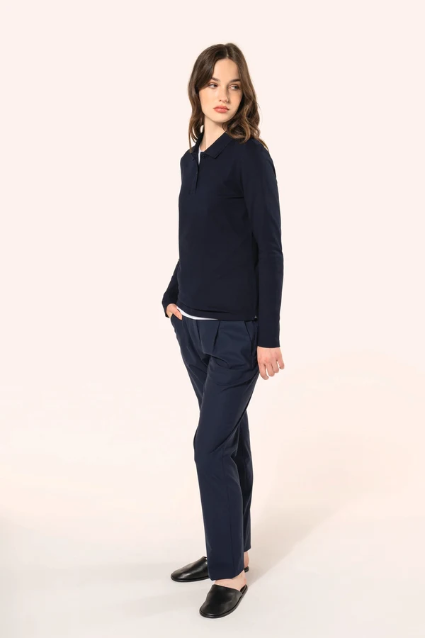 Supima® Damen-Polohemd mit langen Ärmeln
