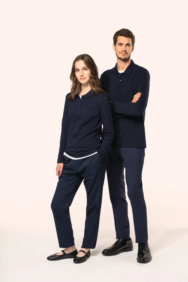 Supima® Damen-Polohemd mit langen Ärmeln
