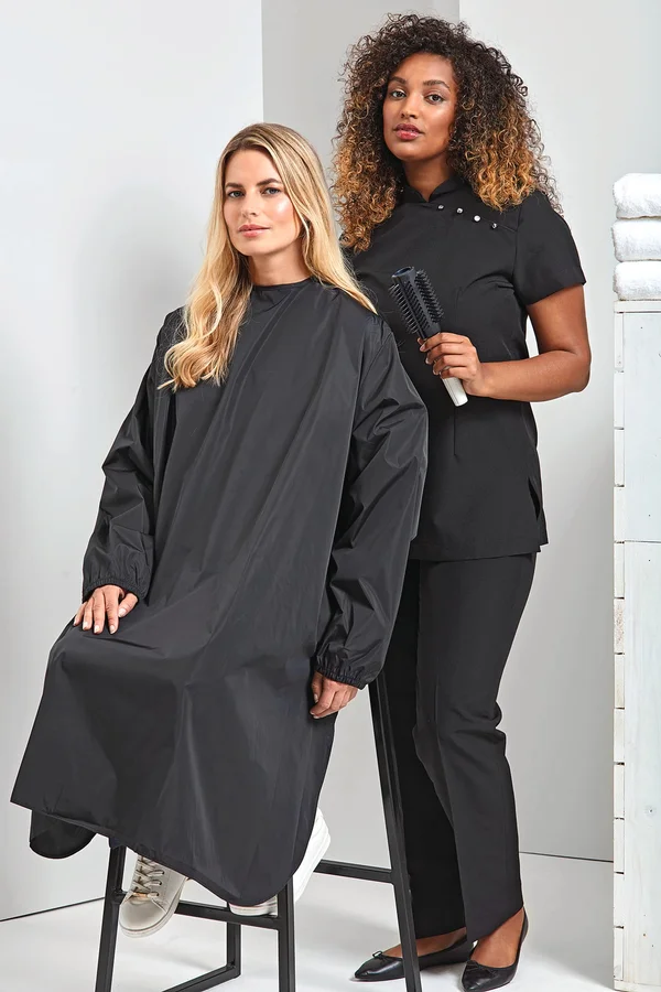 Wasserfestes Hauskleid mit langen Ärmeln Black
