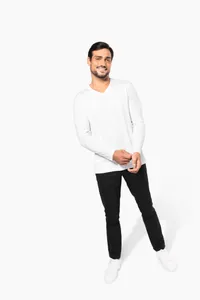 Men's V-neck long-sleeved Supima® t-shirt