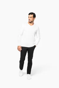 Men's V-neck long-sleeved Supima® t-shirt