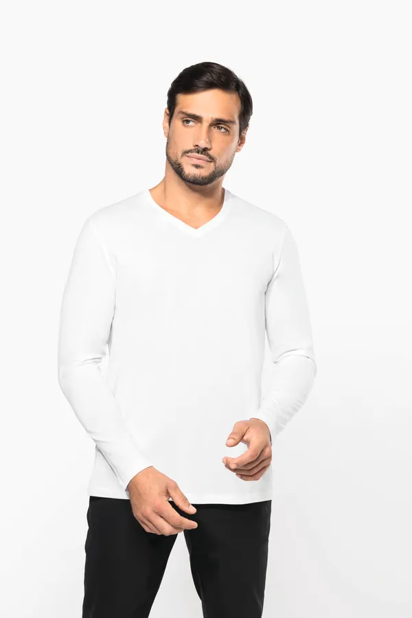Men's V-neck long-sleeved Supima® t-shirt