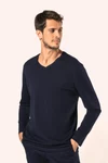 Supima® Herren-T-Shirt mit V-Ausschnitt und langen Ärmeln