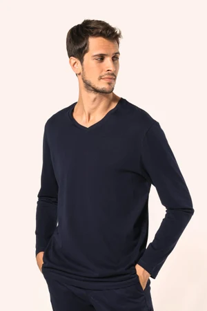 Supima® Herren-T-Shirt mit V-Ausschnitt und langen Ärmeln