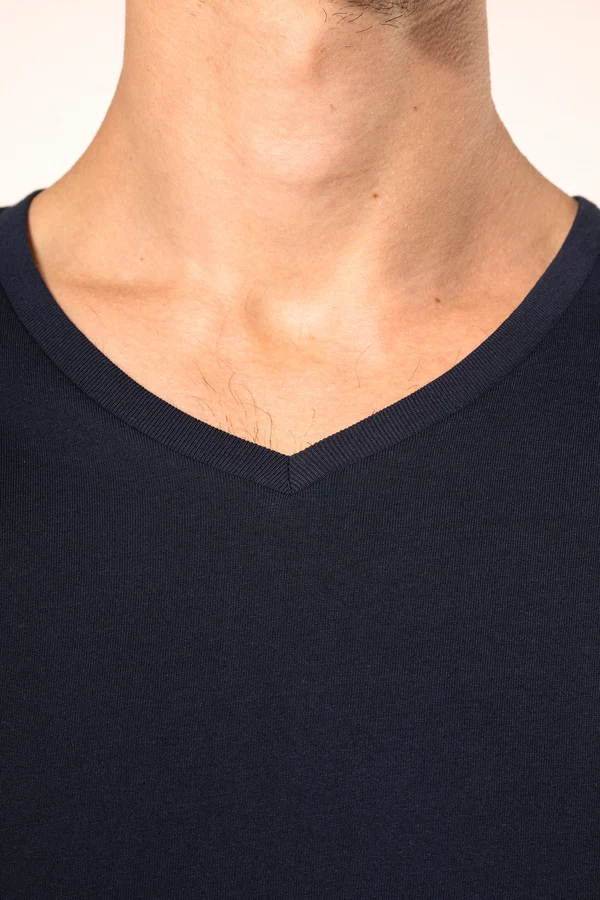 Supima® Herren-T-Shirt mit V-Ausschnitt und langen Ärmeln