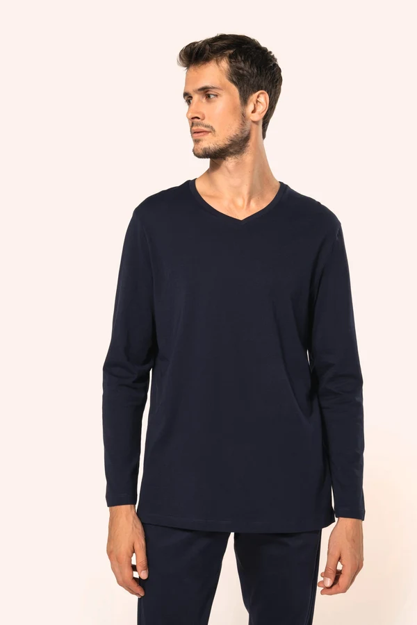 Supima® Herren-T-Shirt mit V-Ausschnitt und langen Ärmeln