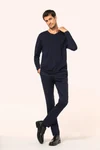 Supima® Herren-T-Shirt mit V-Ausschnitt und langen Ärmeln