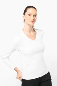 Ladies' V-neck long-sleeved Supima® t-shirt
