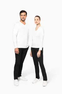 Ladies' V-neck long-sleeved Supima® t-shirt